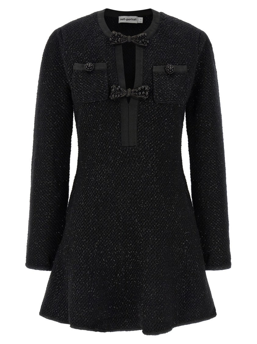 Self-Portrait 'Black Sequin Knit Mini' Dress