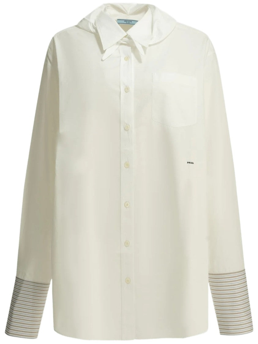 Prada Button-Down Shirt With Pointed Collar And Subtle Stripe Cuffs