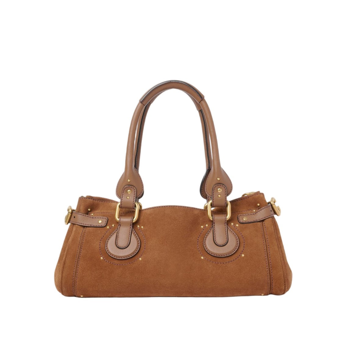 Chloé Brown Suede Handbag With Aluminum Lock And Multiple Pockets