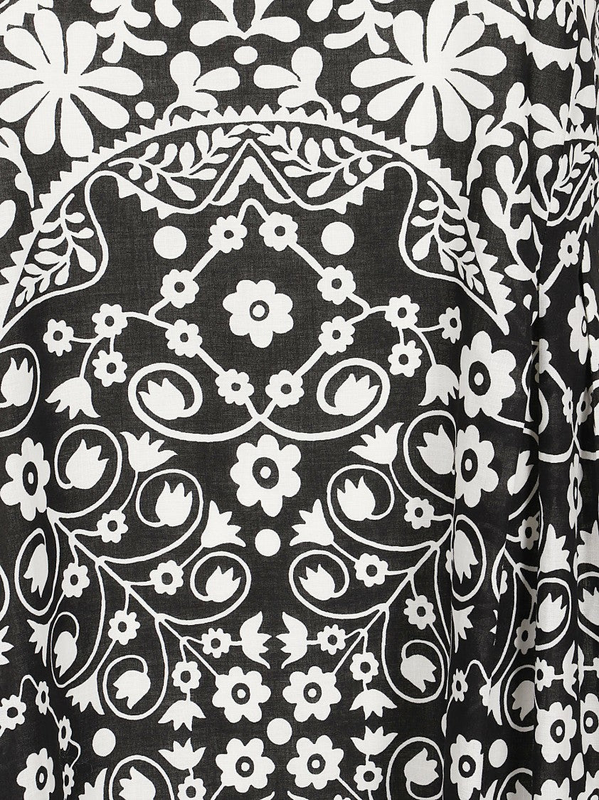 Max Mara Sleeveless Floral Print Dress With Wide Straps And Flowing Silhouette