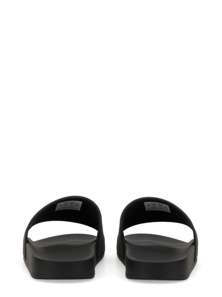 Balenciaga Contoured Logo Print Black Tpu Slide Sandals