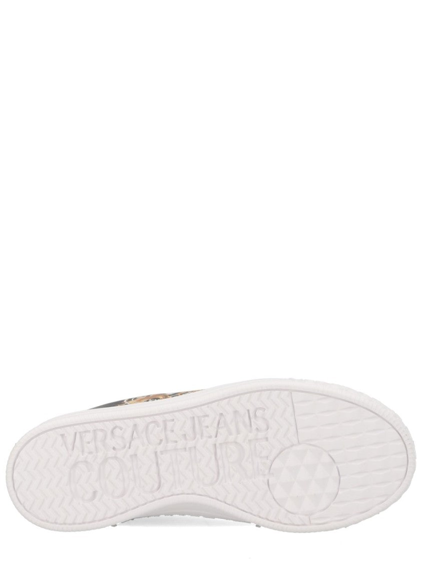 Versace Jeans Couture Wave Low-Top Smooth Gold Logo Leather Sneakers