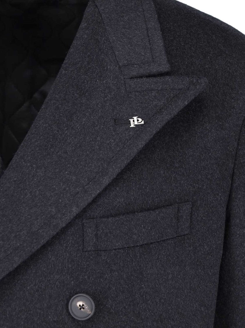 Tagliatore Dark Grey Rupert Double-Breasted Cashmere Coat