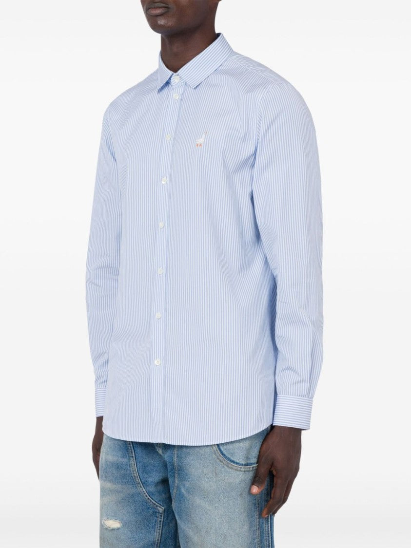 Moschino Light Blue Vertical Stripe Poplin Shirt