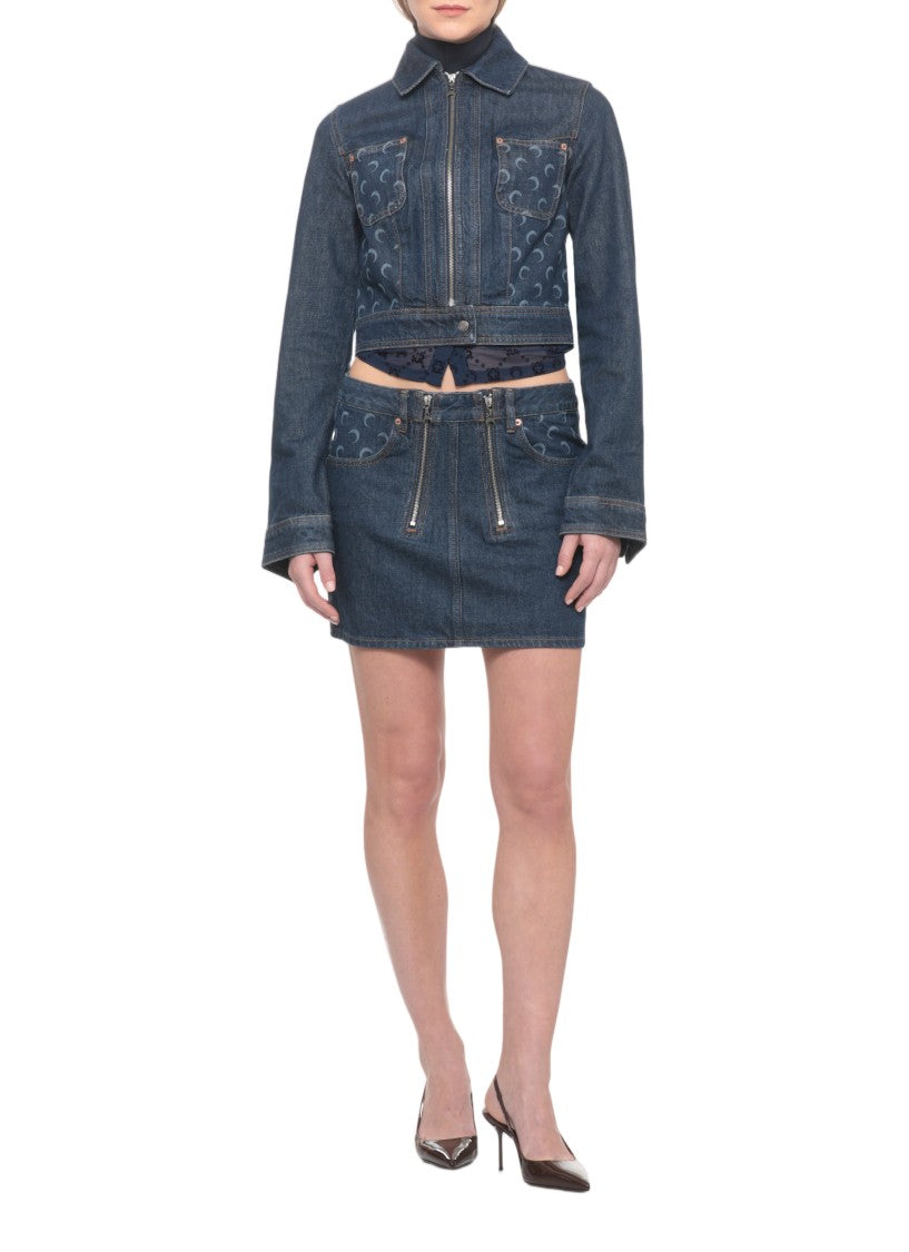 Marine Serre Blue Moon Pattern Denim Jacket