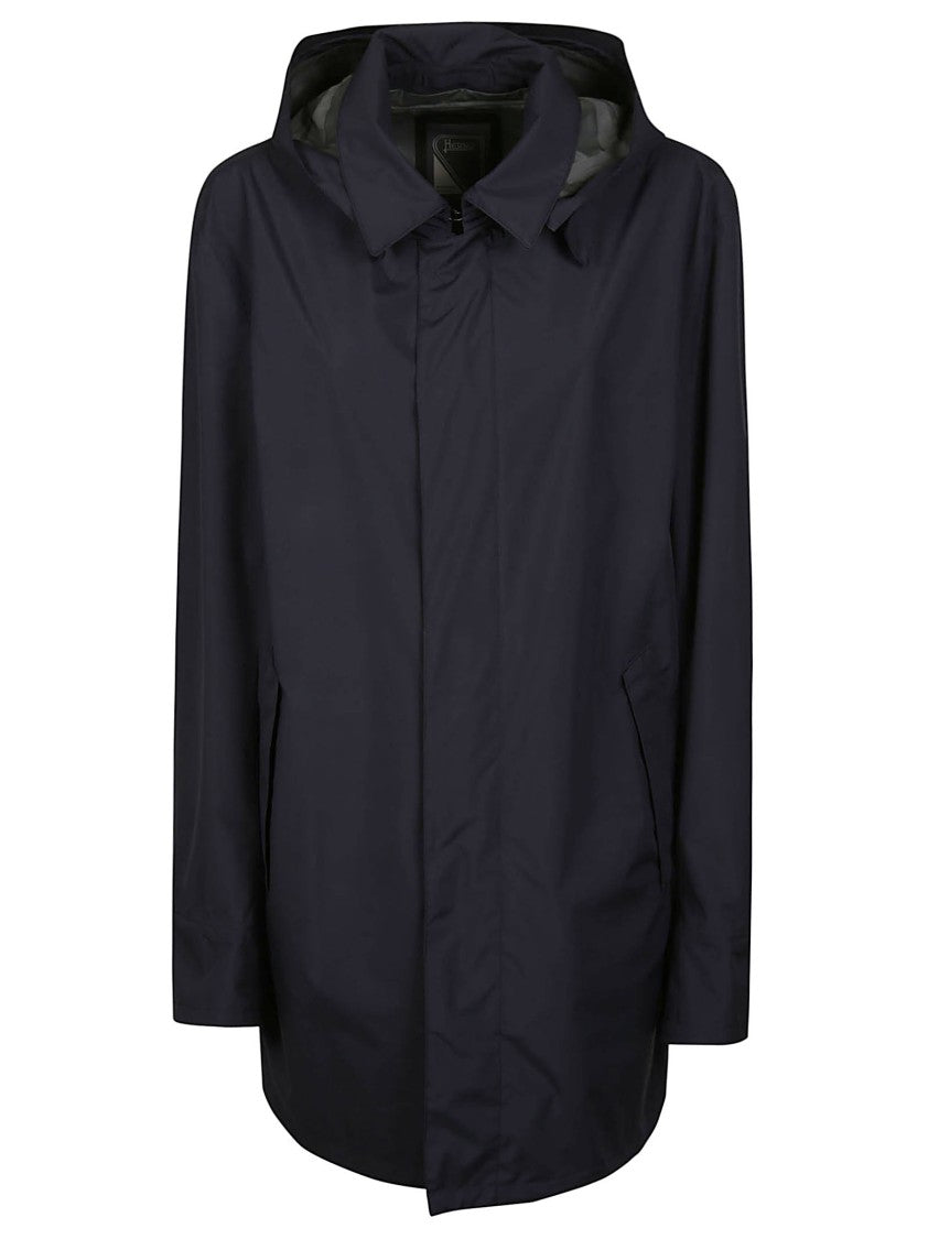 Herno Blue Polyester Minimalist Raincoat