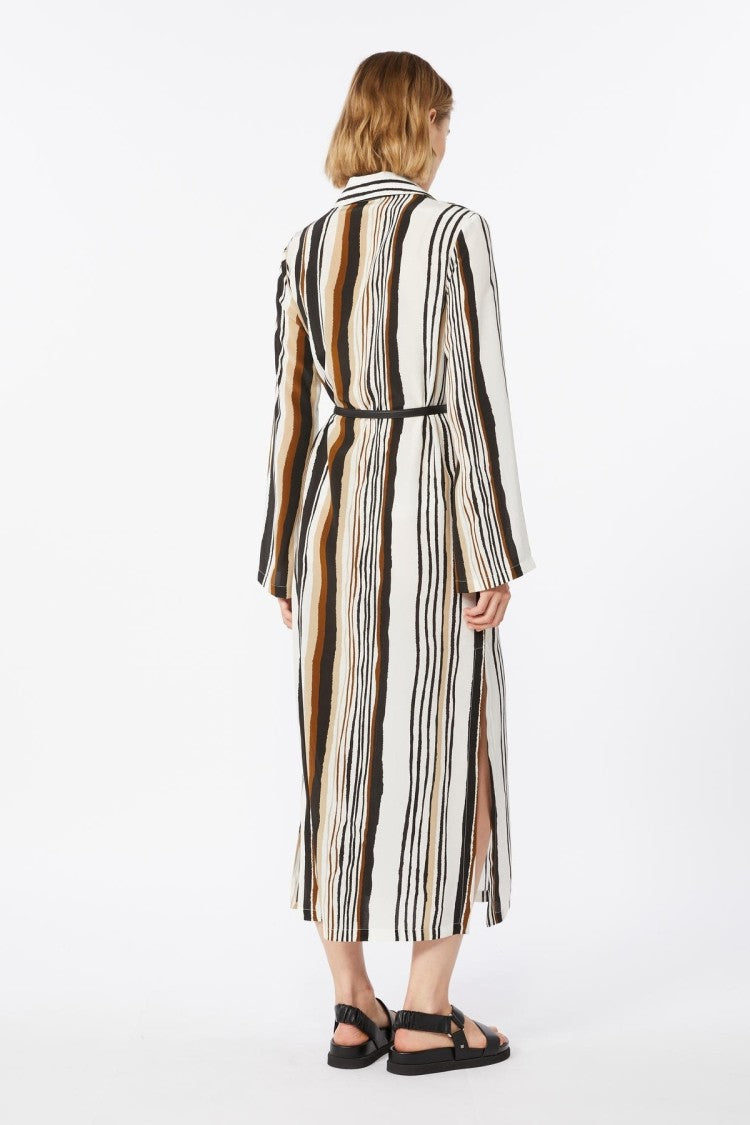 Max Mara Long-Sleeved Midi Dress With Vertical Striped Pattern