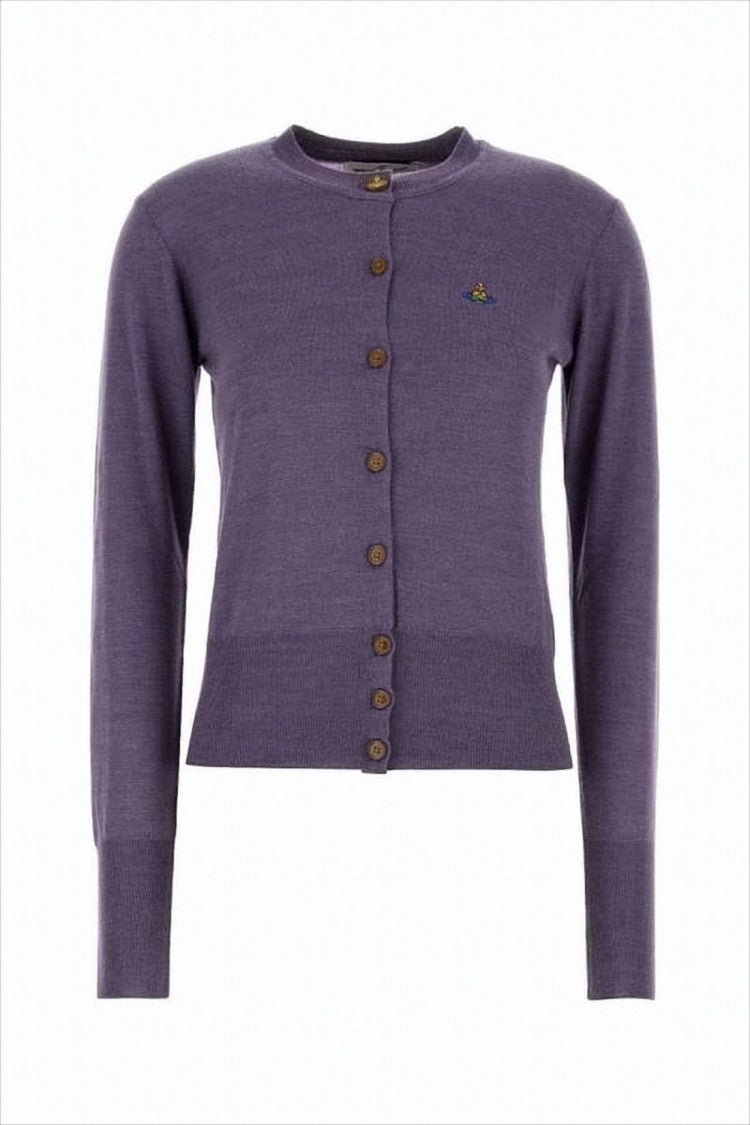 Vivienne Westwood Cropped Purple Cardigan With Button-Down Front