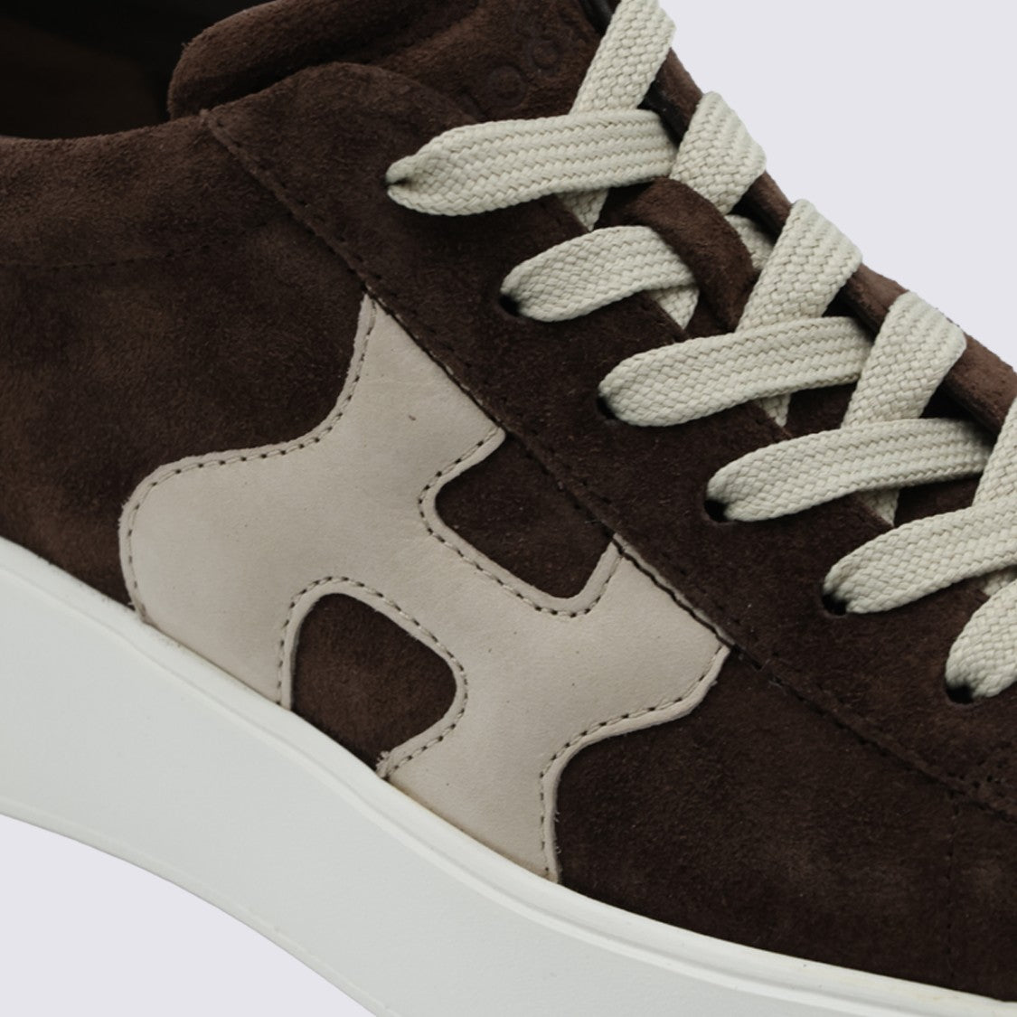 Hogan Dark Brown Suede Sneakers With Beige Leather Accents