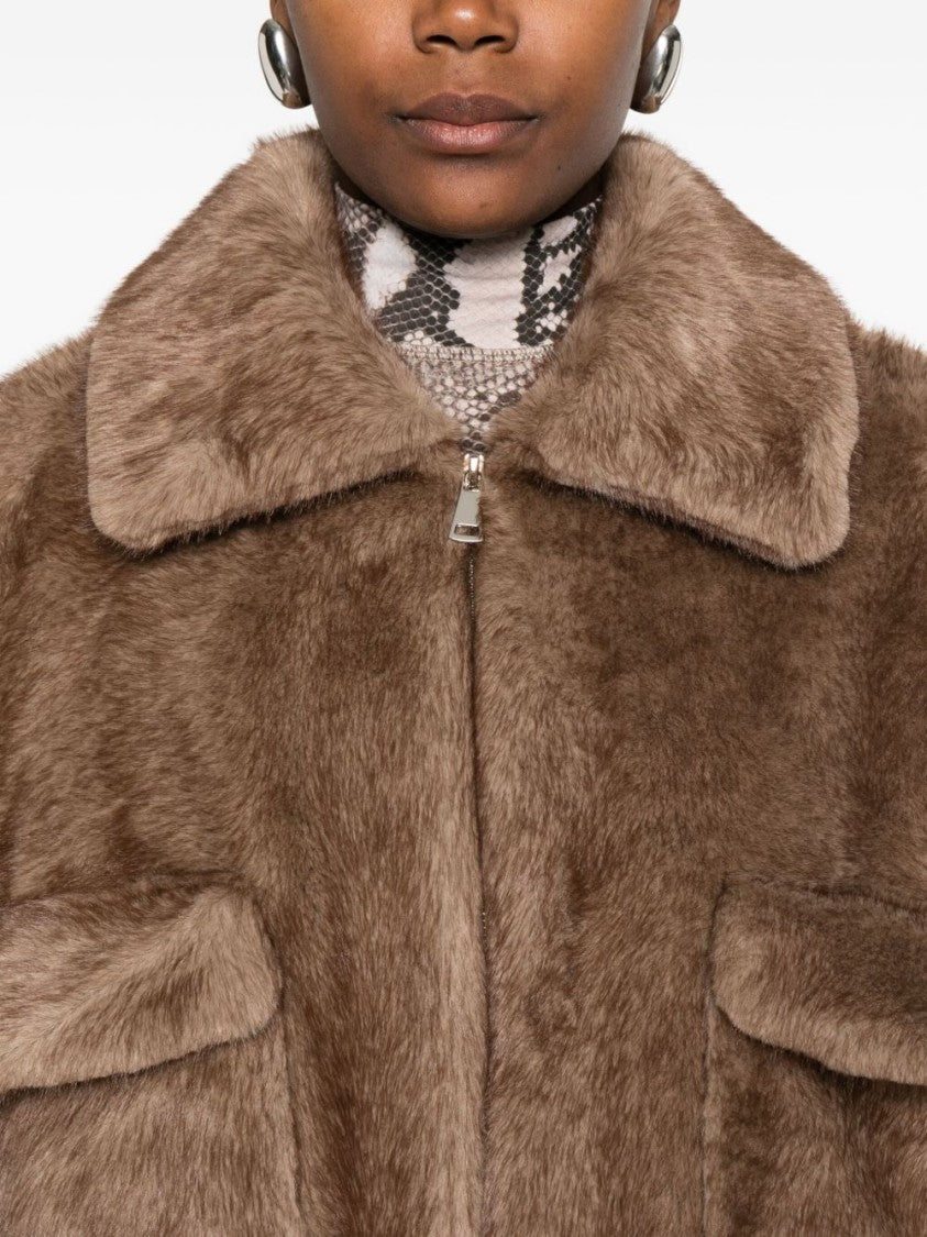 Betta Corradi Tailored Brown Coat With Plush Texture