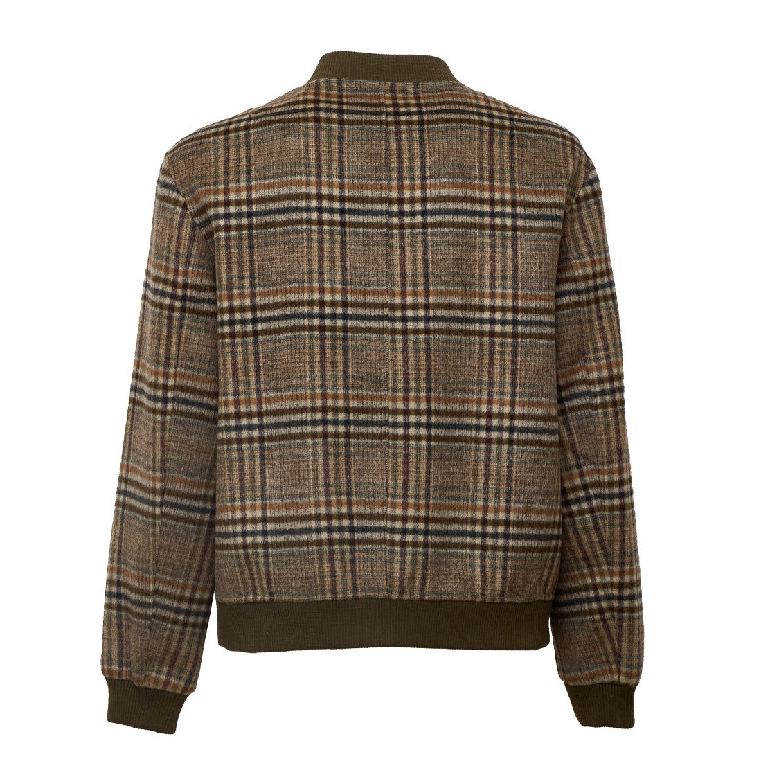 Amaranto Galles Plaid Wool Over Bomber Jacket