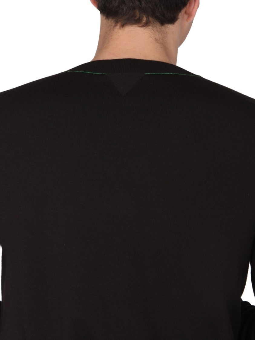 Bottega Veneta Classic V-Neck Wool Sweater With Contrasting Stitch