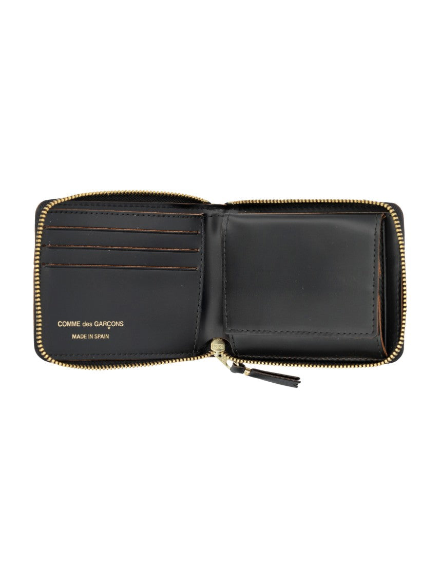 Comme Des Garçons Compact Black Leather Zip Wallet