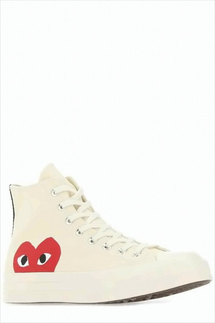 Comme Des Garçons High-Top Canvas Sneakers With Iconic Heart Graphic