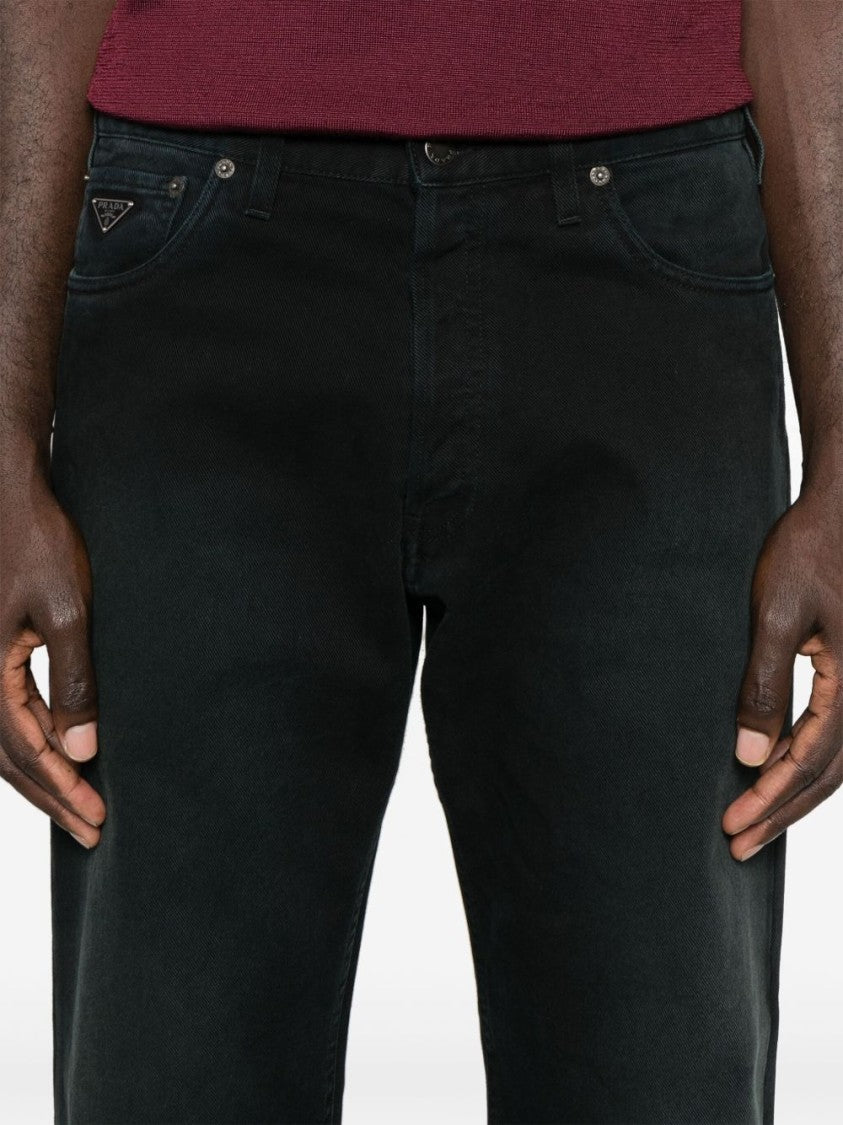 Prada High-Waist Black Jeans With Five-Pocket Design And Branded Patch