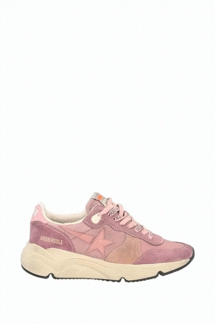 Golden Goose Layered Pink Suede And Mesh Sneakers