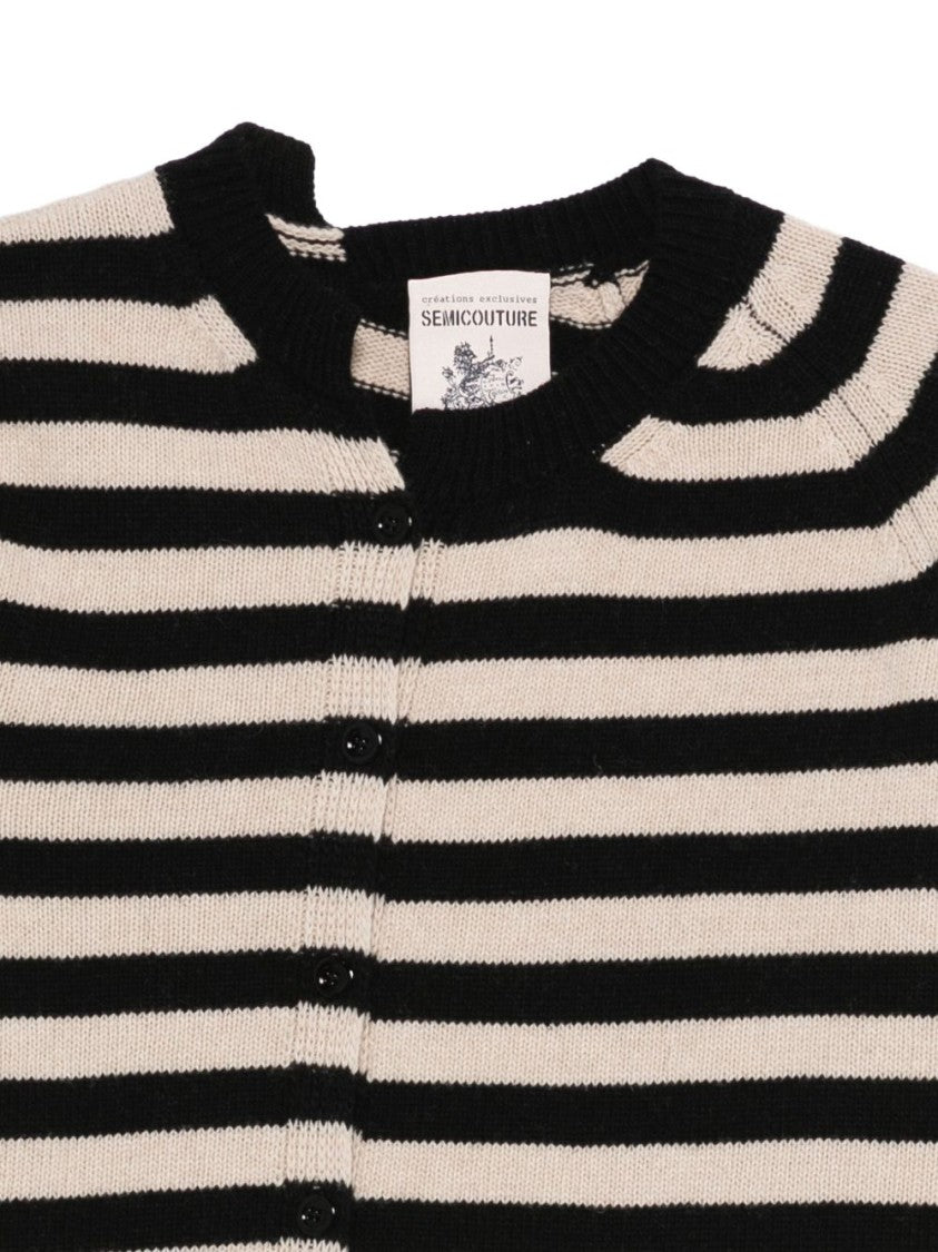 Semi Couture Asymmetric Striped Sweater In Wool-Blend Fabric