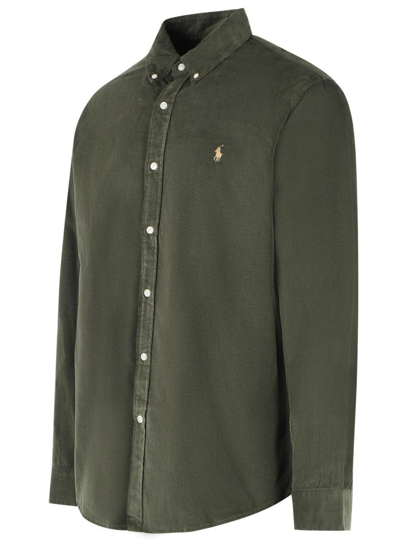 Polo Ralph Lauren Green Corduroy Button-Down Cotton Shirt