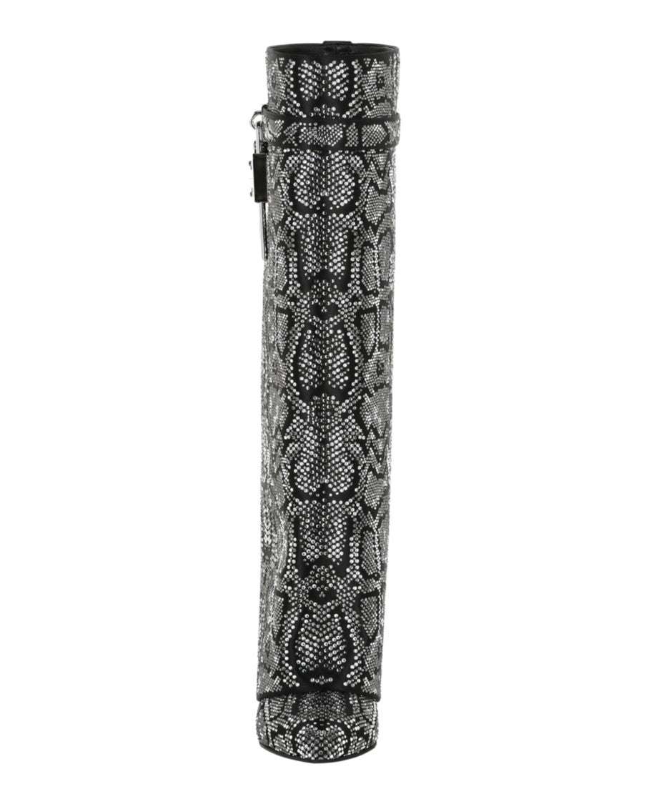 Givenchy Shark Lock Boots In Satin With Python Effect Strass