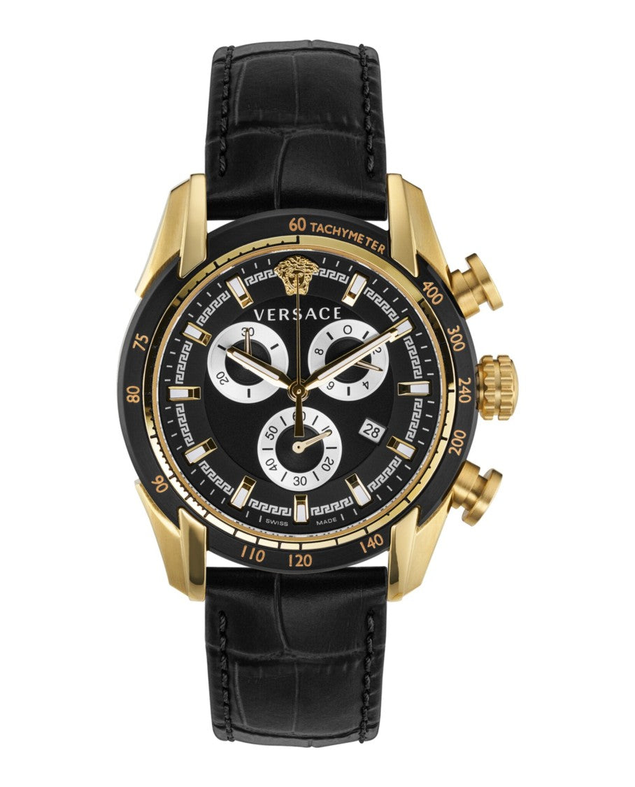Versace Swiss Made Chronograph With Black Sunray Dial
