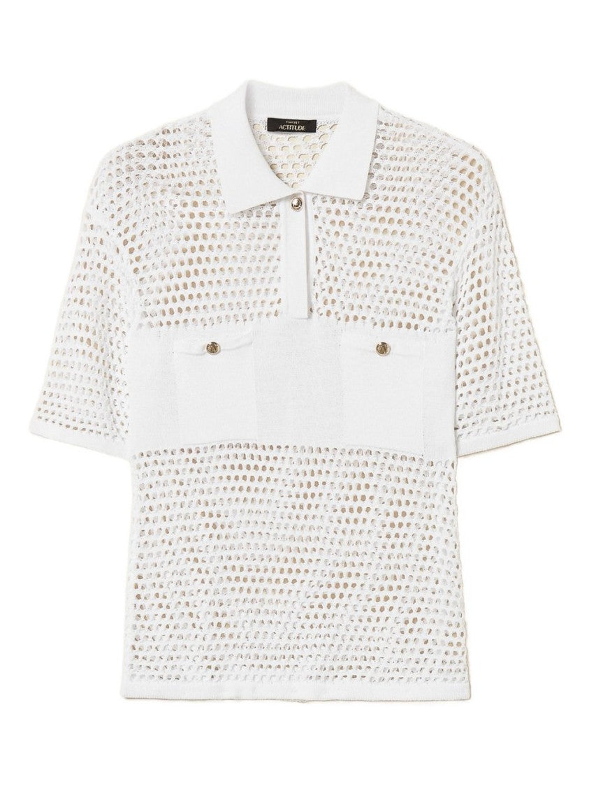 Twin-Set Off-White Chest Pocket Polo Top