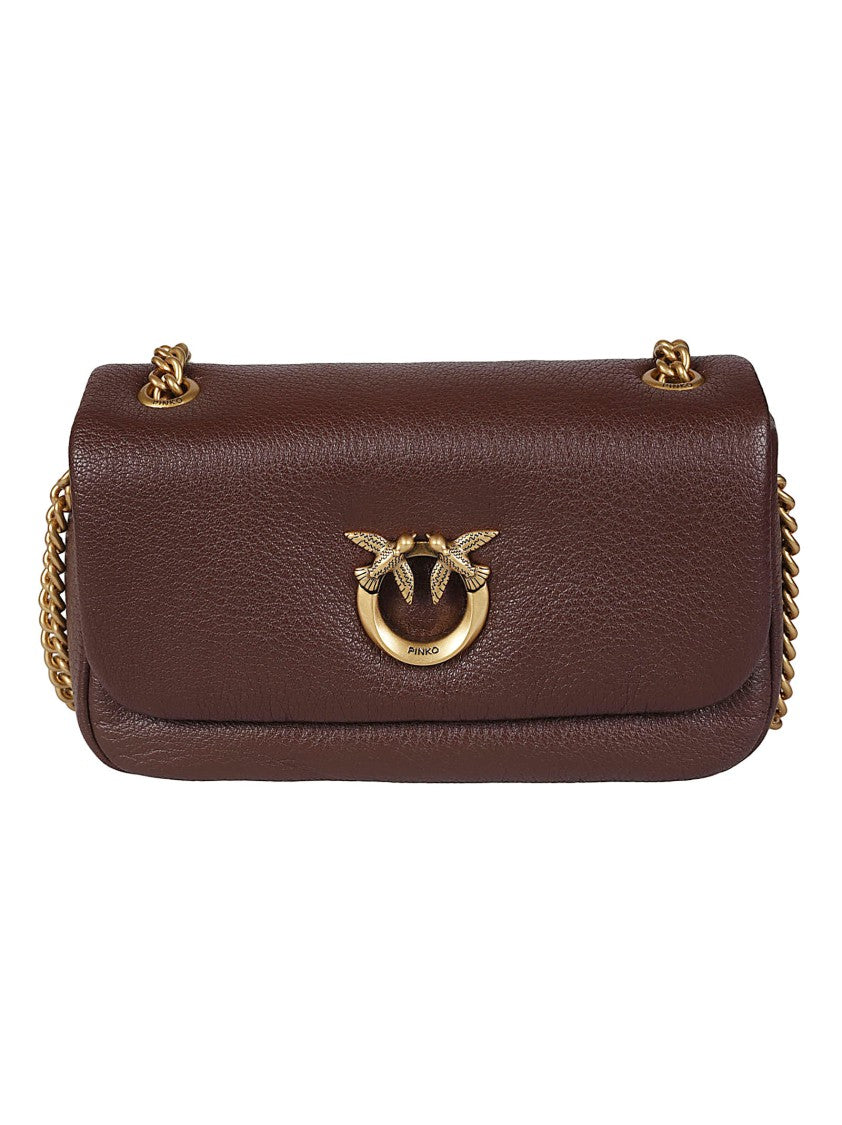 Pinko Click Soft Horizontal Rectangular Sheepskin Chain Shoulder Bag