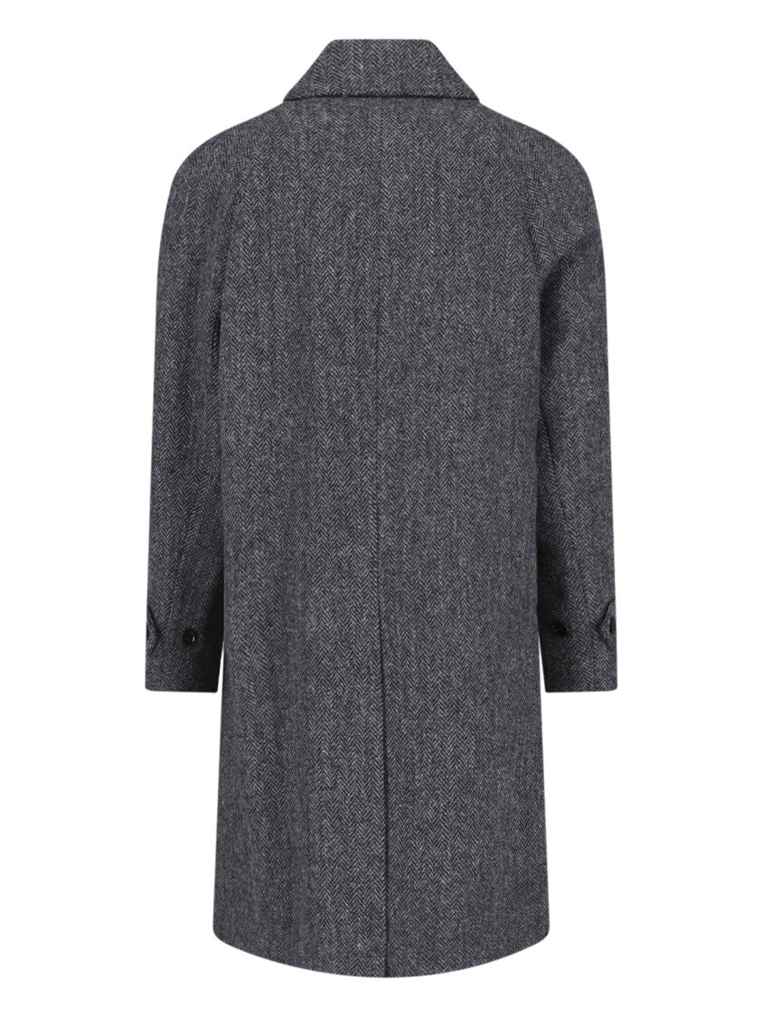 Lardini Mid-Length Wool Coat With Classic Collar And Button Closure