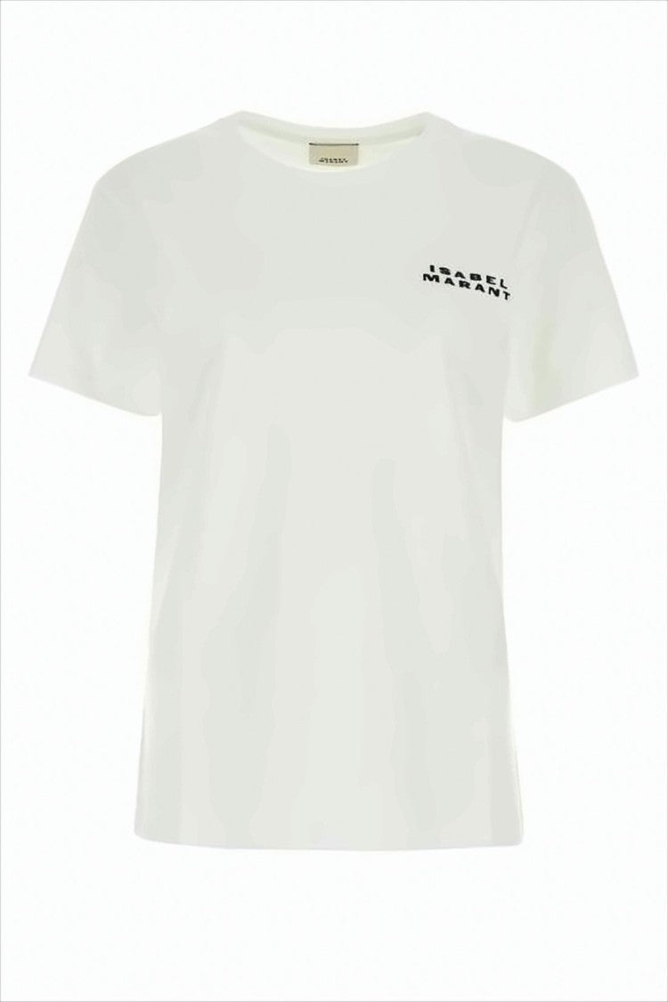 Isabel Marant Short-Sleeved Relaxed White T-Shirt With Subtle Logo