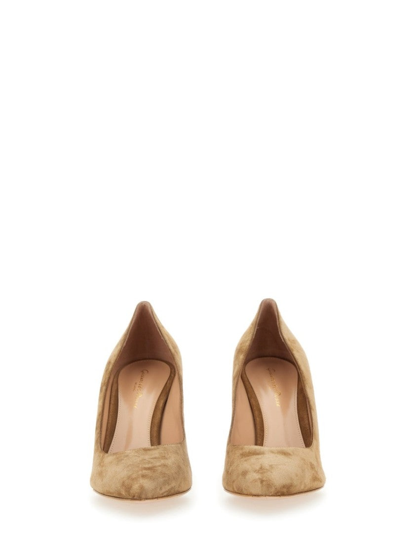 Gianvito Rossi Beige Pointed-Toe Suede Pumps
