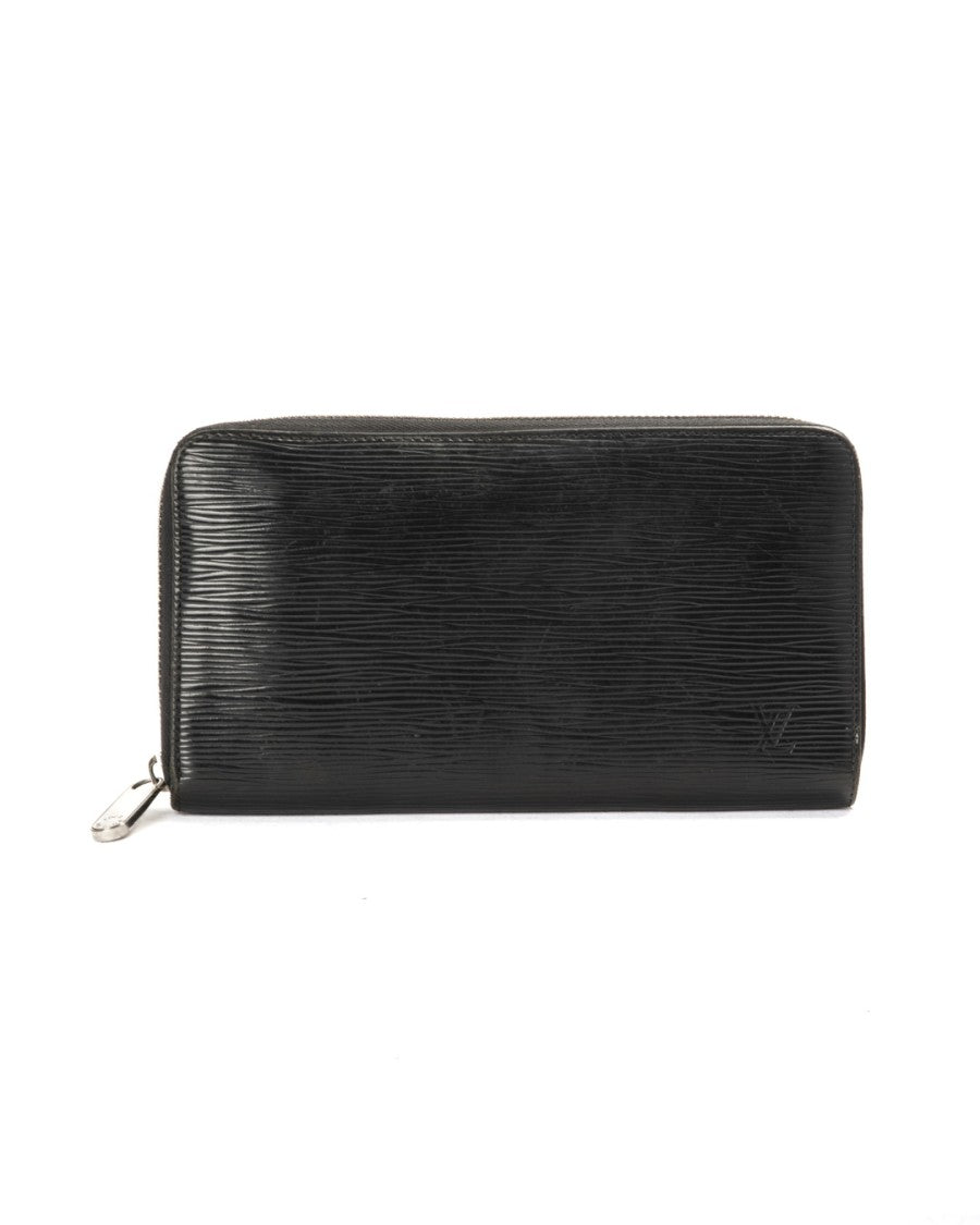 Louis Vuitton Textured Epi Leather Zippy Wallet With Silver Hardware