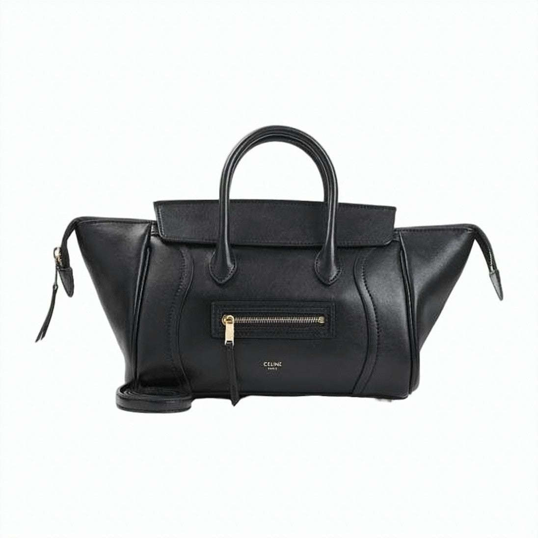 Celine Small Structured Handbag In Supple Shiny Lambskin