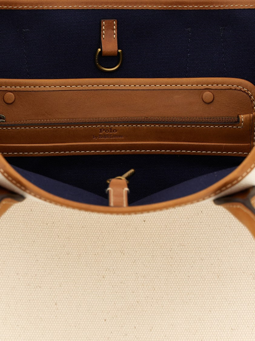 Polo Ralph Lauren Medium Canvas And Leather Shopping Bag