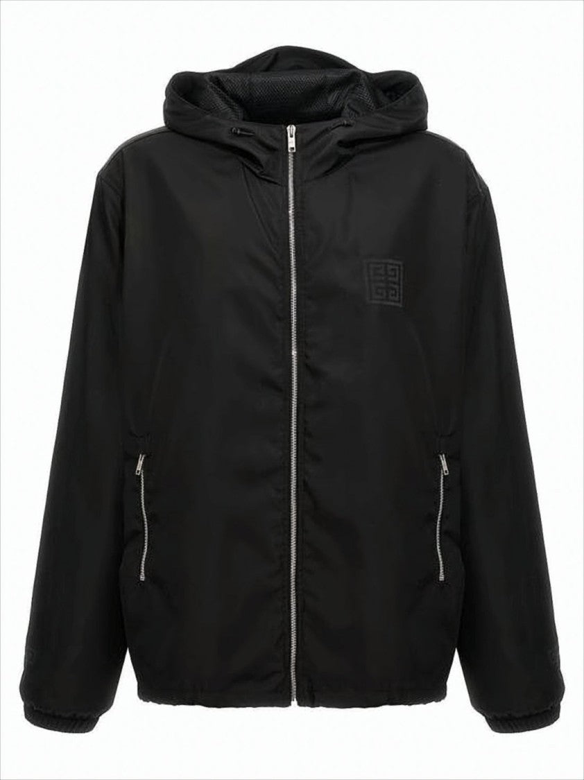 Givenchy Black Minimalist Givenchy Hooded Jacket With Zipper Closure