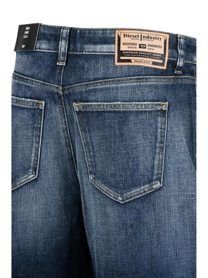 Diesel Blue Cotton-Blend Krashee Straight Jeans