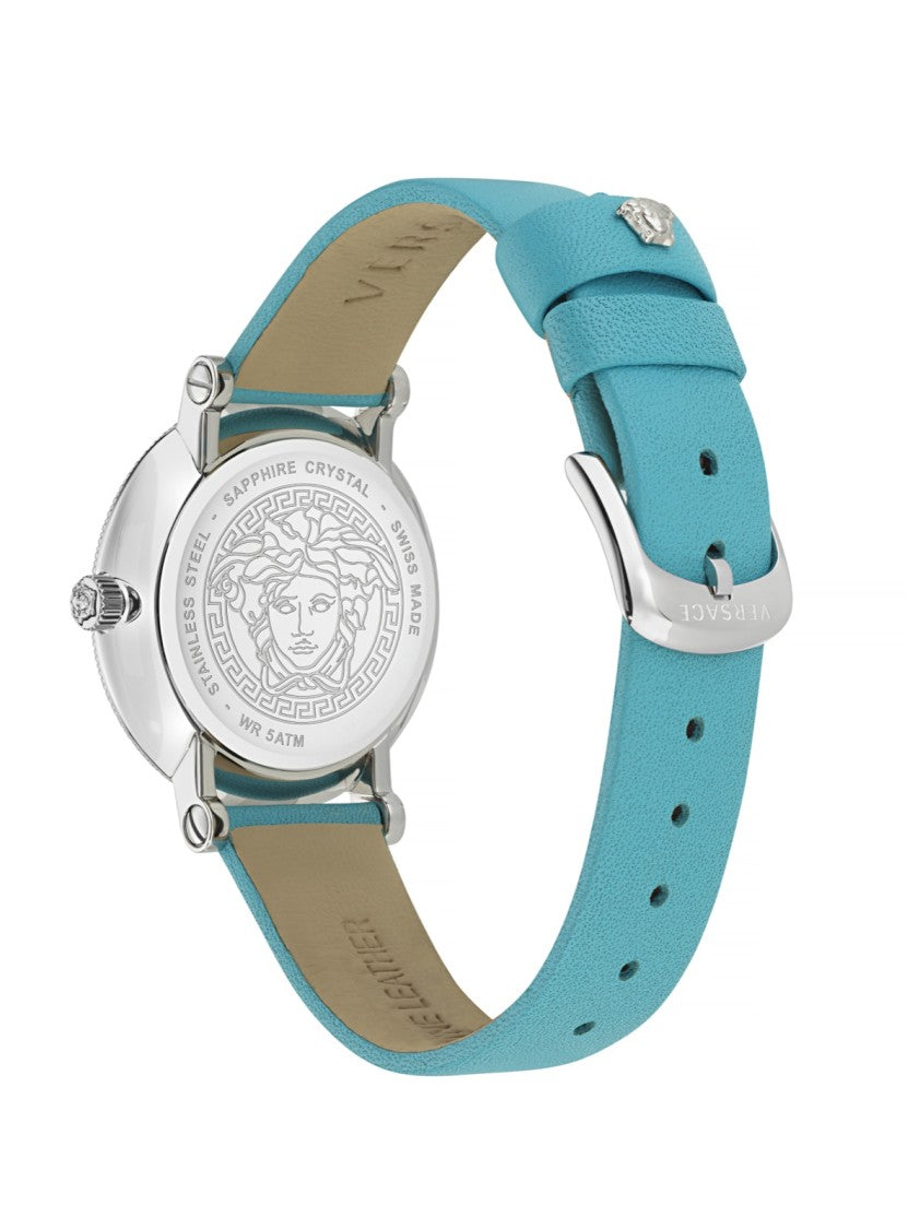 Versace Quartz Timepiece With Greca Motif And Medusa Detail