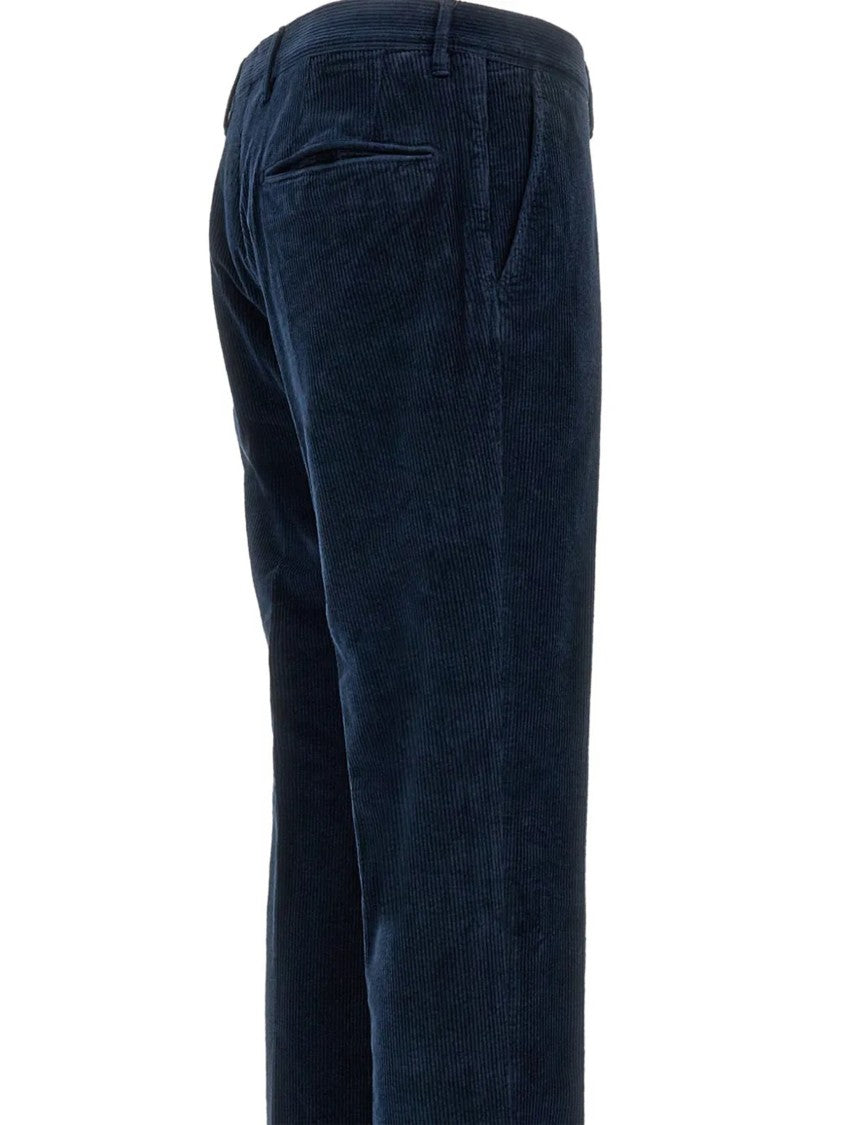 Incotex Blue Textured Corduroy Straight-Leg Pants