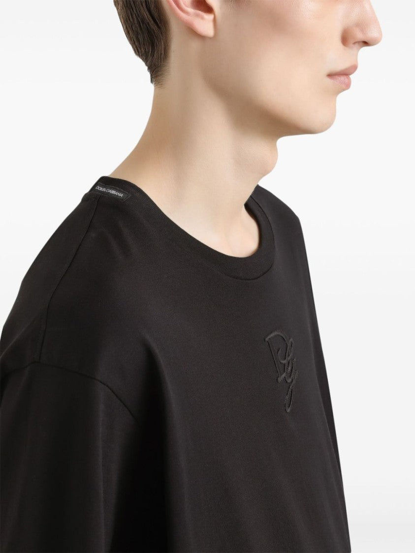 Dolce & Gabbana Relaxed Fit Black T-Shirt With Embossed Logo