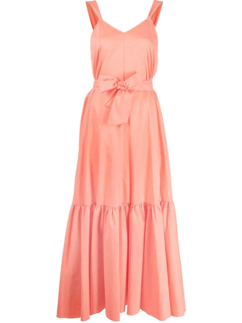 Forte Forte Voluminous Maxi Dress With V-Neckline And Self-Tie Belt