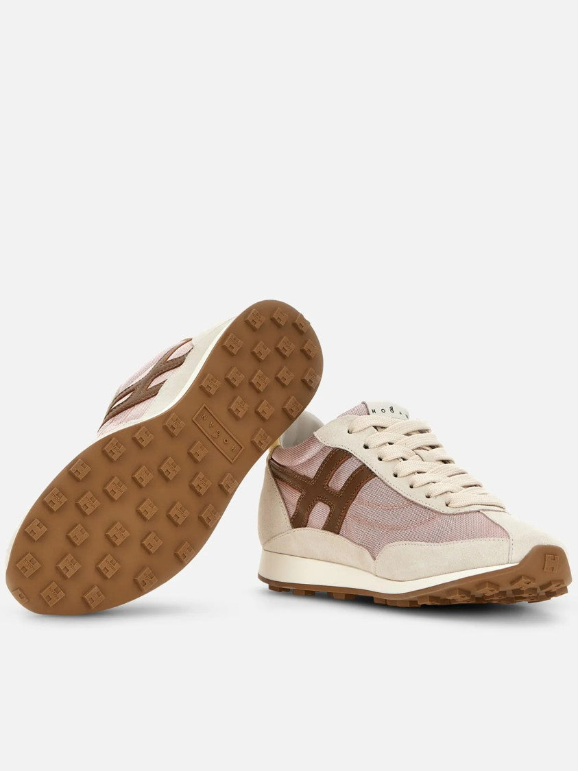 Hogan Beige Suede Mesh Leather Accent Sneakers
