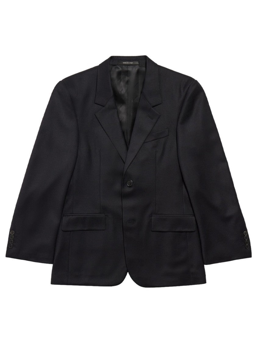 Balenciaga Structured Wool Tailored Blazer With Notched Lapel