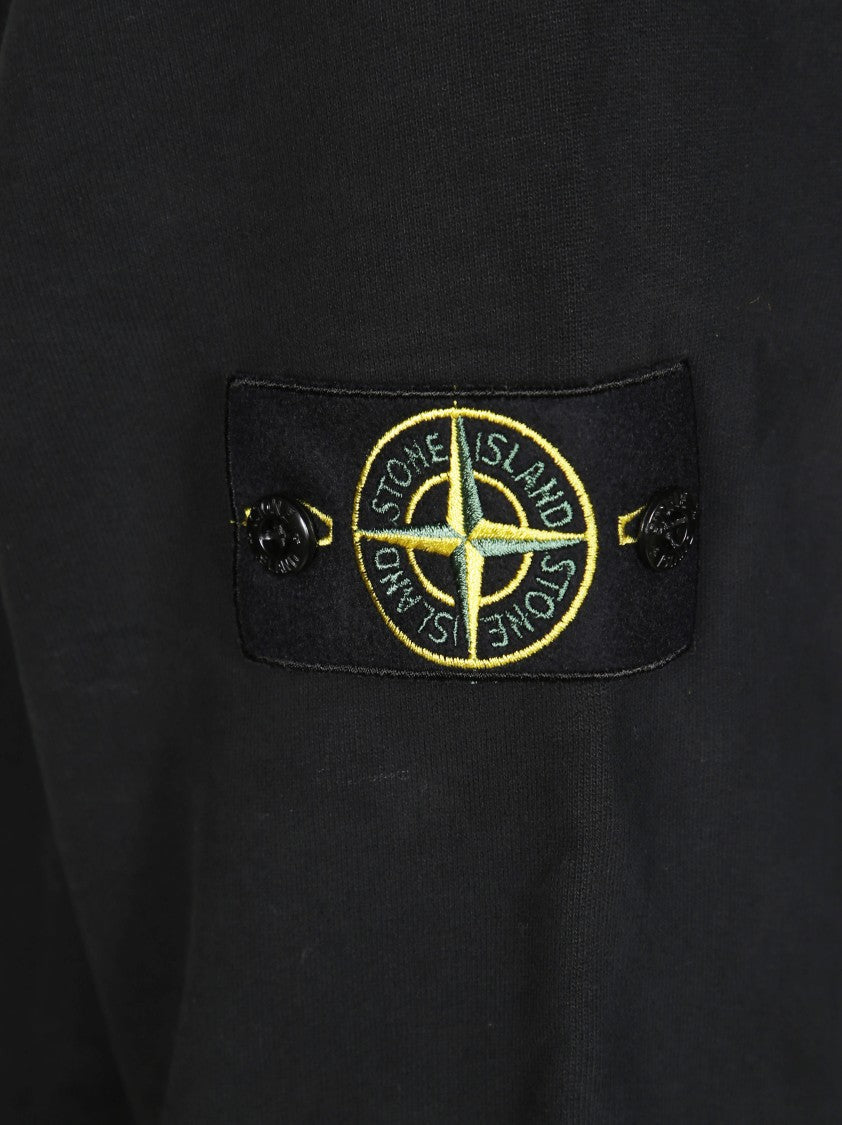 Stone Island Black Hoodie With Subtle Logo Patch