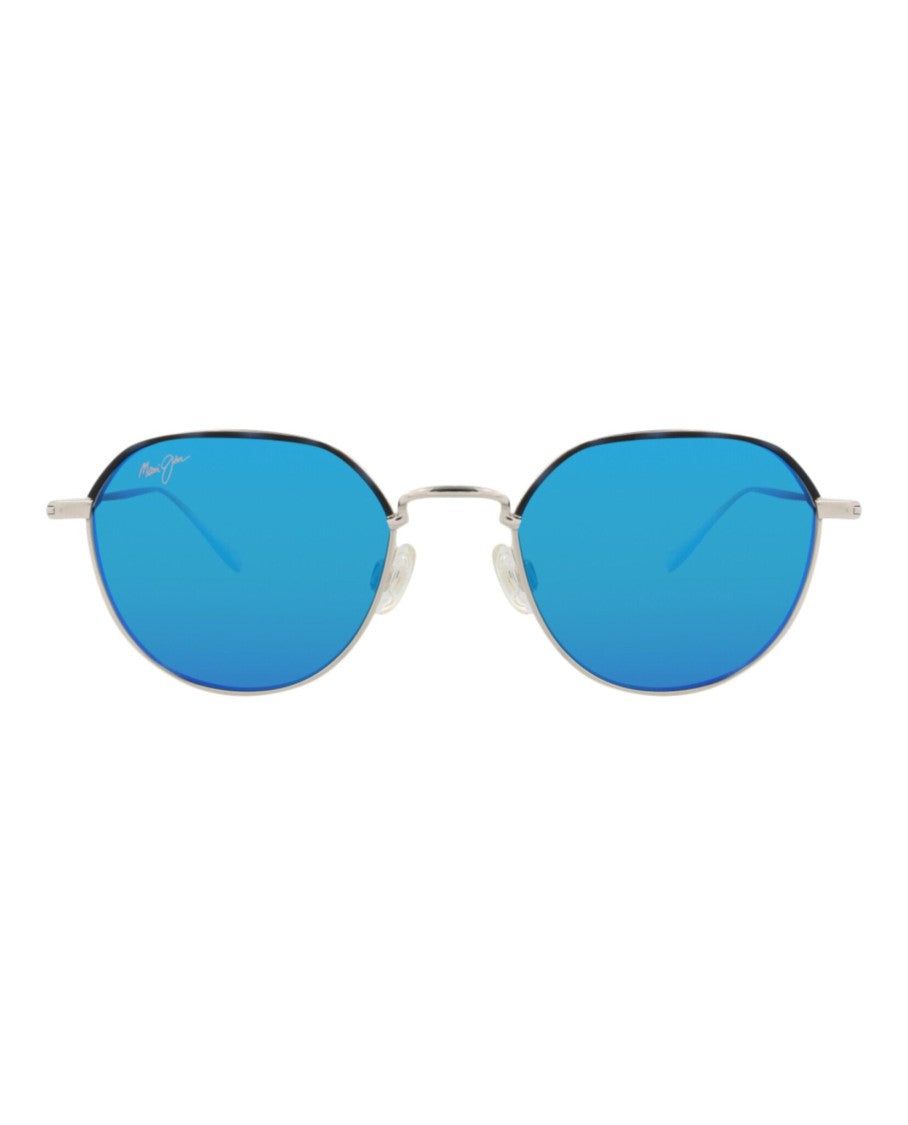 Maui Jim Round-Frame Titanium Sunglasses With Polarized Blue Lenses