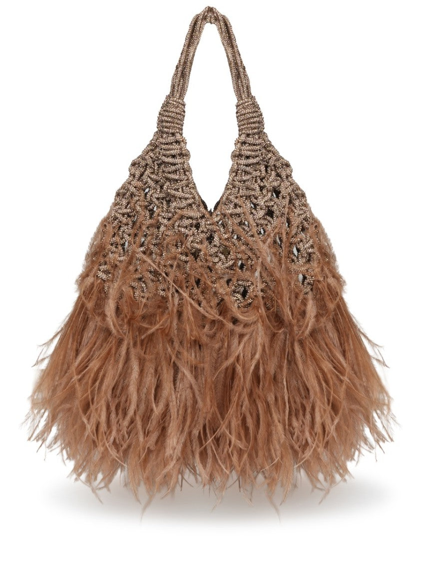 Hibourama Openwork Resin And Ostrich Feather Tote Bag