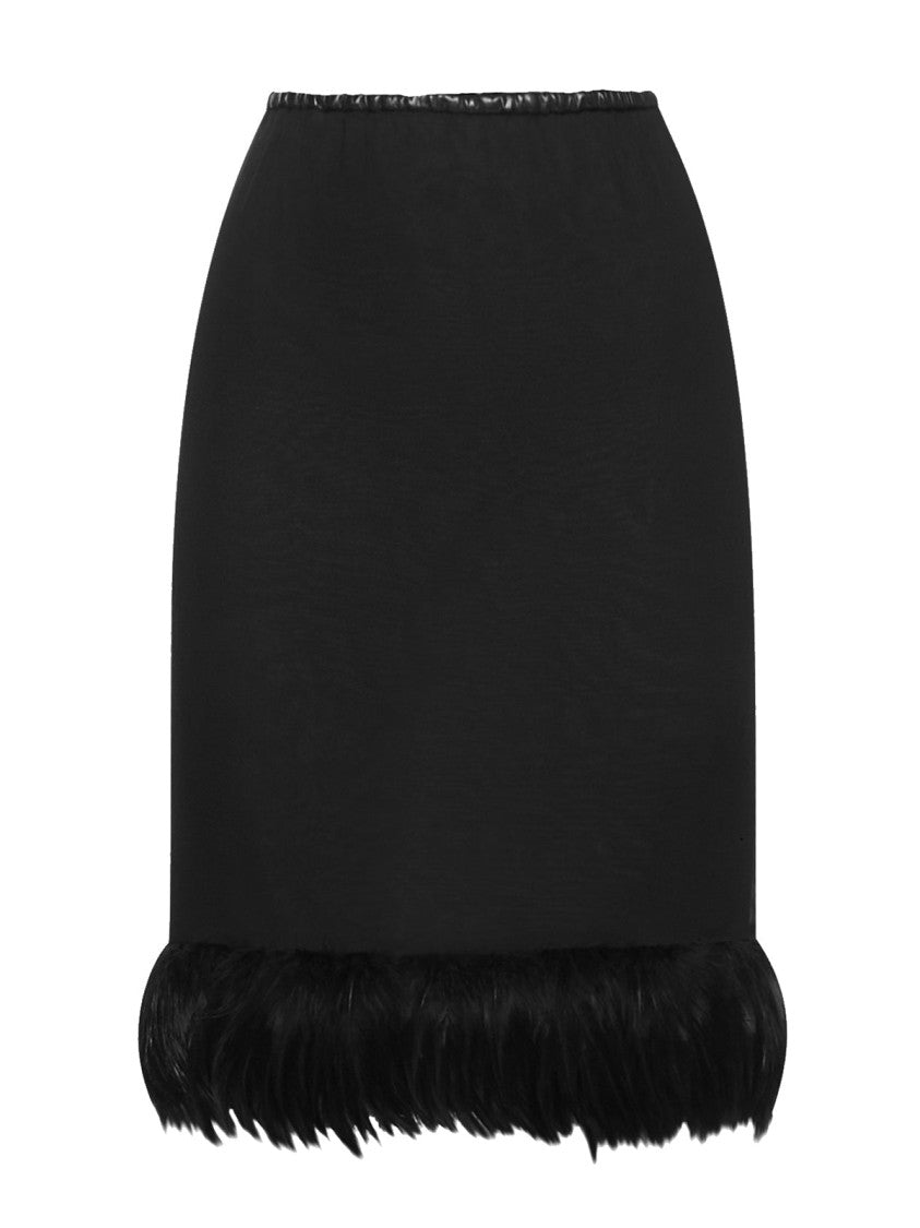 Saint Laurent Feathers Trim Silk Skirt