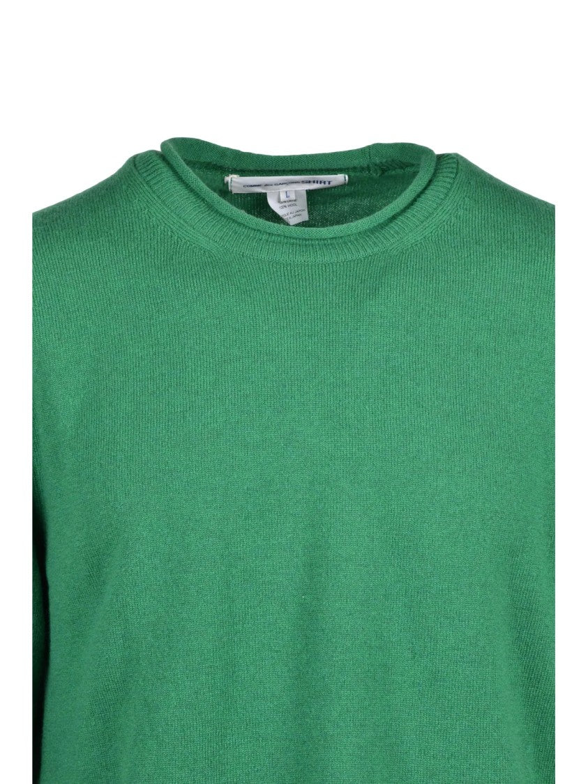 Comme Des Garçons Green Wool Crewneck Sweater