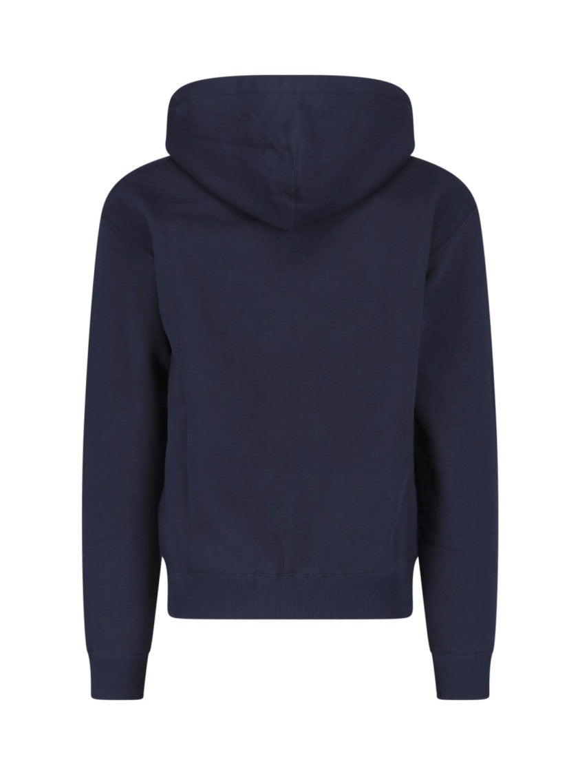 Jil Sander Blue Contrast Logo Cotton Hoodie