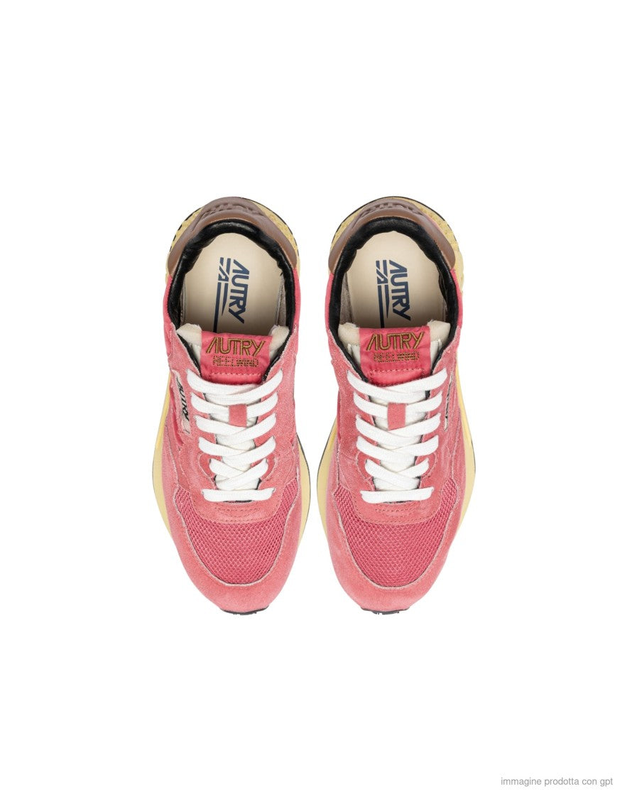 Autry Pink Nylon Suede Reelwind Sneakers