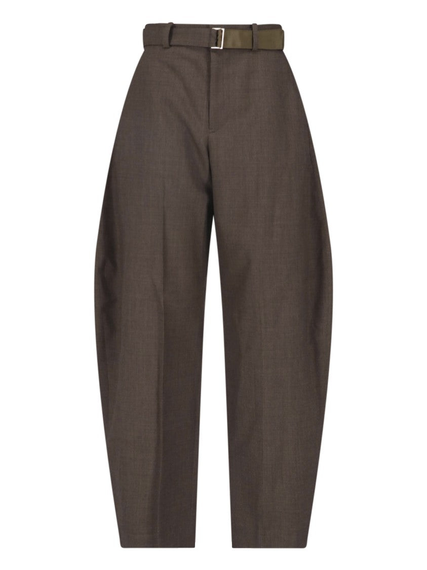 Sacai Brown Wool Trousers With High Waist