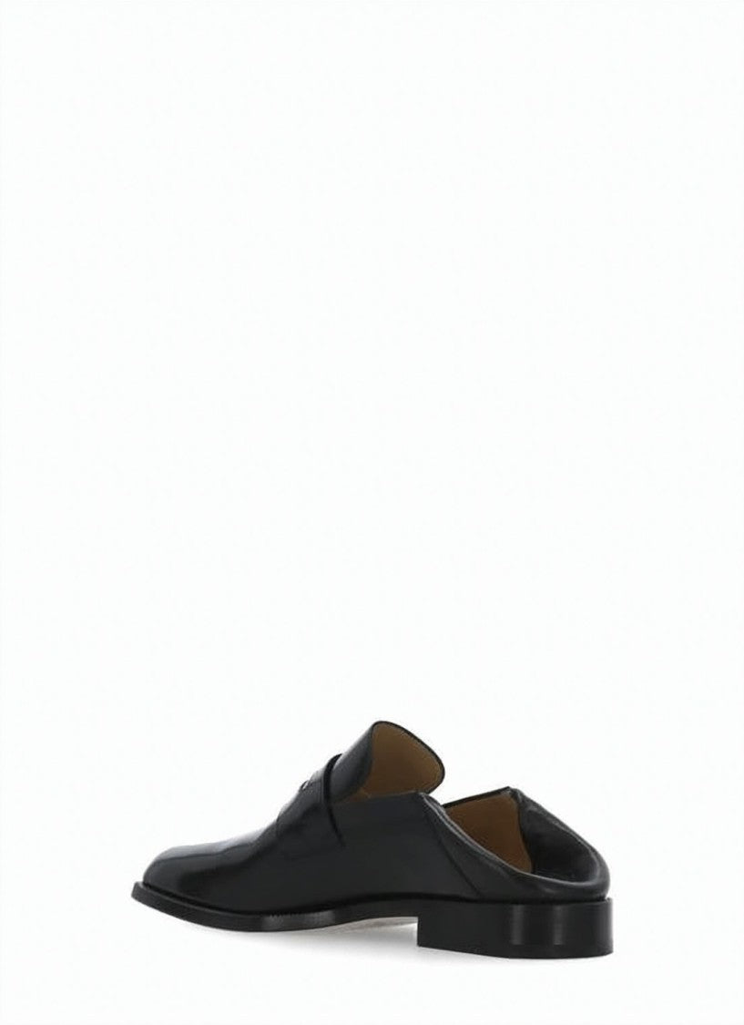 Maison Margiela Split-Toe Black Leather Loafers With Penny Strap