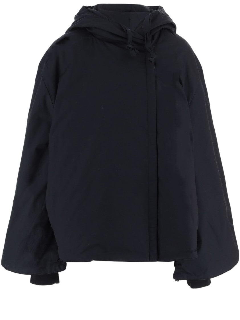 By Malene Birger Black Boxy Integrated Hood Recycled Cotton Jacket
